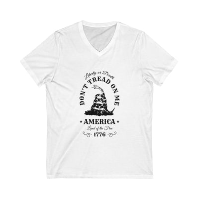 Don’t Tread on Me Unisex Jersey Short Sleeve V-Neck Tee - Appeal to Heaven USA